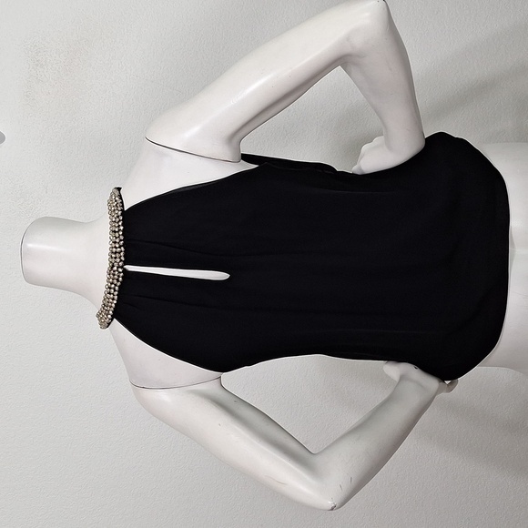 Express Black Dressy Preppy Beaded Neckline Dark Academia Blouse Size S - Picture 5 of 13